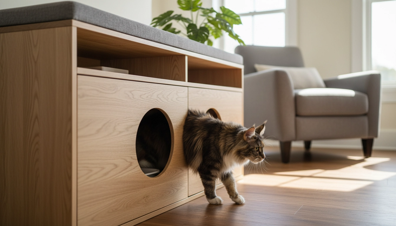 Best Litter Box Furniture for Large Cats: Size & Fit