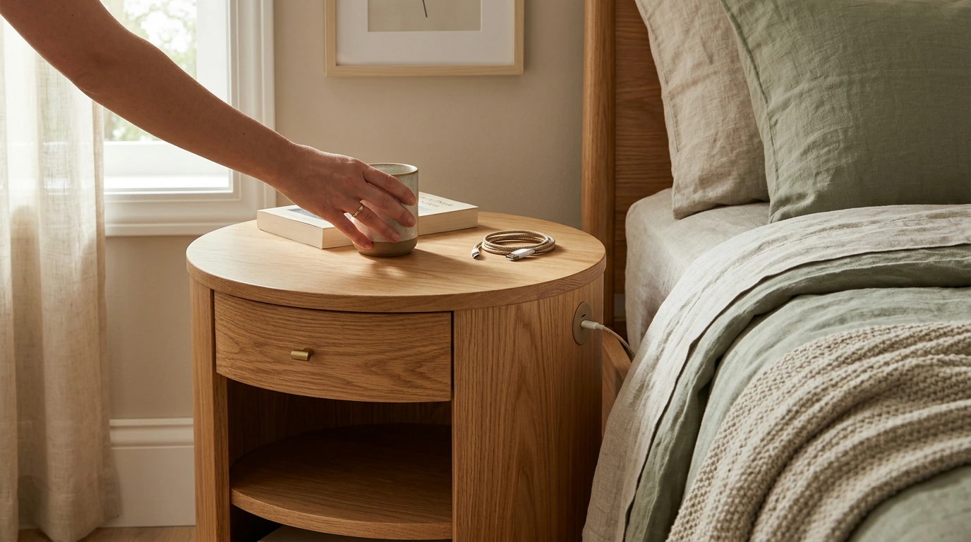 Where to Buy Round Nightstands: Sizing & Smart Features